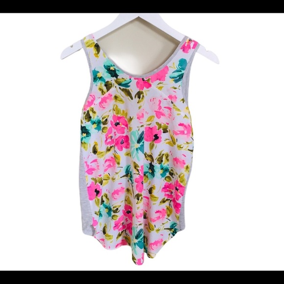 MERONA Floral Mixed Media Sleeveless Tank/Top With Scoop Neck Grey Size Small - Picture 13 of 15